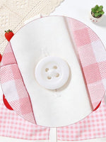 Children's Fruit Embroidered Sleeveless Plaid Dress