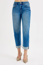 RISEN Full Size High Rise Boyfriend Fit Ankle Jeans Plus SIze - Ladyez