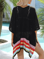 Slit Openwork V-Neck Half Sleeve Cover-Up - Ladyez