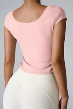 Round Neck Short Sleeve Active T-Shirt - Ladyez