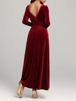 Velvet Square Neck Long Sleeve Dress - Ladyez