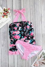 Mixed Print Tie-Back Two-Piece Swimsuit - Ladyez