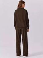 Relaxed Fit Quarter-Zip Top and Pants Set