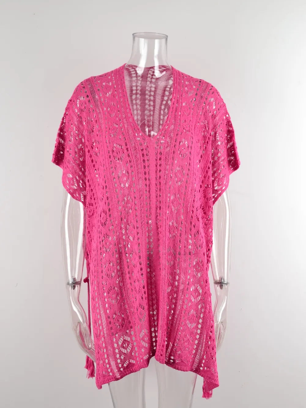 Angel Wings Cutout V-Neck Cover-Up with Tassel - Ladyez