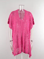 Angel Wings Cutout V-Neck Cover-Up with Tassel - Ladyez