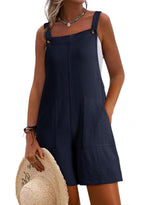 Casual Wide Strap Overalls with Pockets