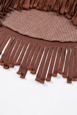 Waffle Knit Fringed High Low Loose Top