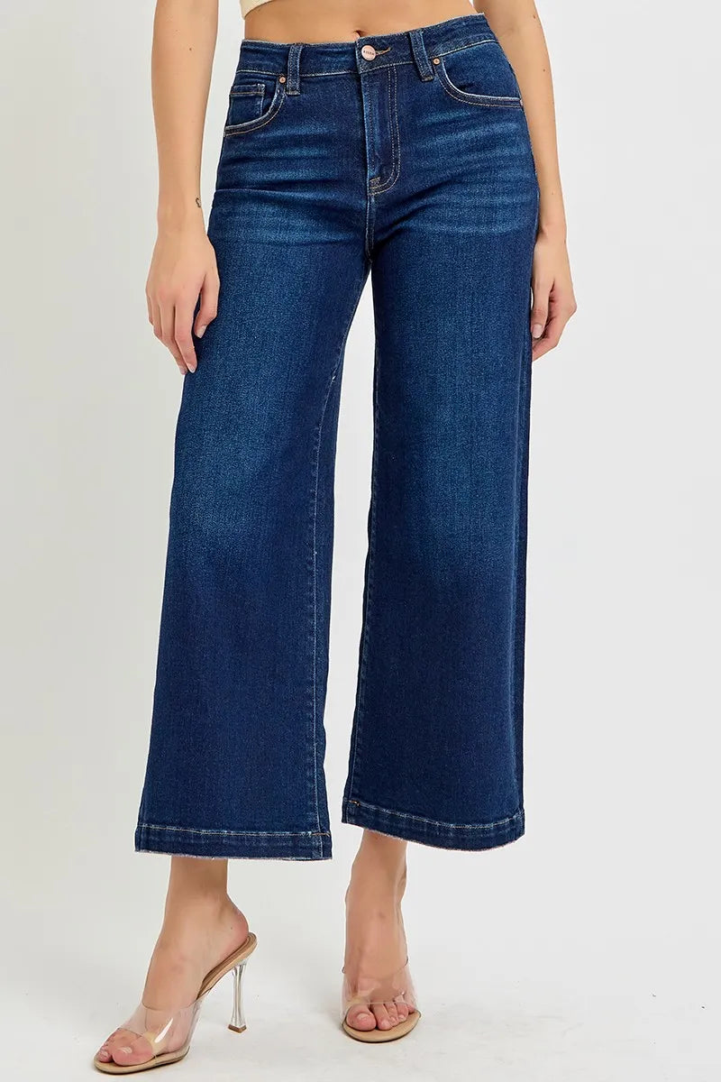 RISEN High Rise Crop Wide Jeans - Ladyez