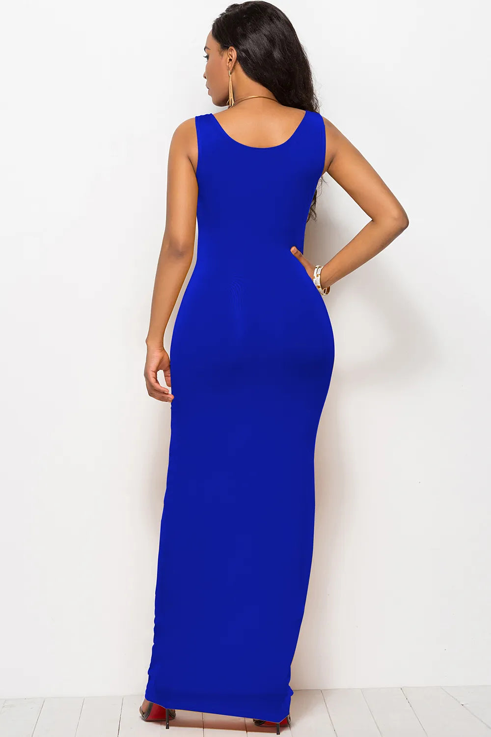 Scoop Neck Wide Strap Maxi Dress - Ladyez