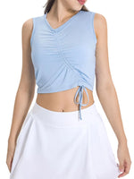 Millennia Drawstring Ruched Wide Strap Active Tank - Ladyez
