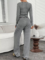 Striped Long Sleeve Top and Pants Set