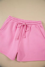 Color Block Sweatshirt and Elastic Waist Shorts Set