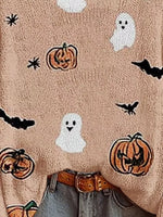 Full Size Halloween Graphic Boat Neck Sweater Plus Size