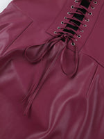Sleeveless Faux Leather Bodycon Maxi Dress with Back Lace Up