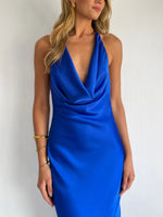 Halter Neck Satin Maxi Dress