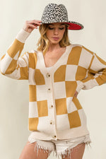 BiBi Checked V-neck Cardigan