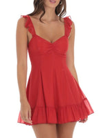 Floral Sweetheart Ruffled Cami Mini Dress - Ladyez