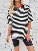 Contrast Striped Round Neck T-Shirt