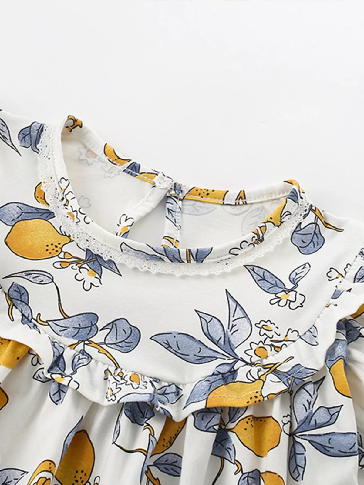 Children's Lemon Print Ruffle Trim Dress