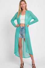 Zenana Mesh Open Front Cardigan