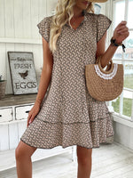 Full Size Ruffled Layered Printed Mini Dress Plus Size - Ladyez