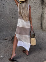 Slit Color Block Wide Strap Cover Up - Ladyez