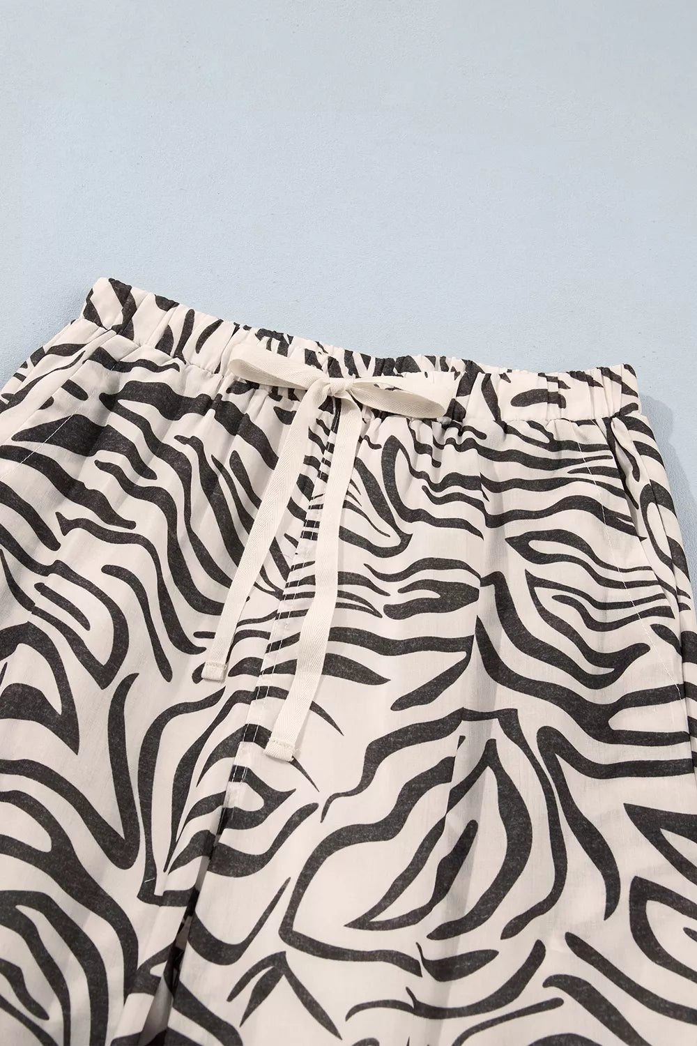 Multicolour Western Print Zebra Pattern Elastic Waist Pocket Pants