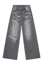 Distressed Wide Leg Jeans with Pockets