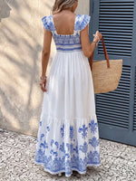 Printed Square Neck Maxi Dress