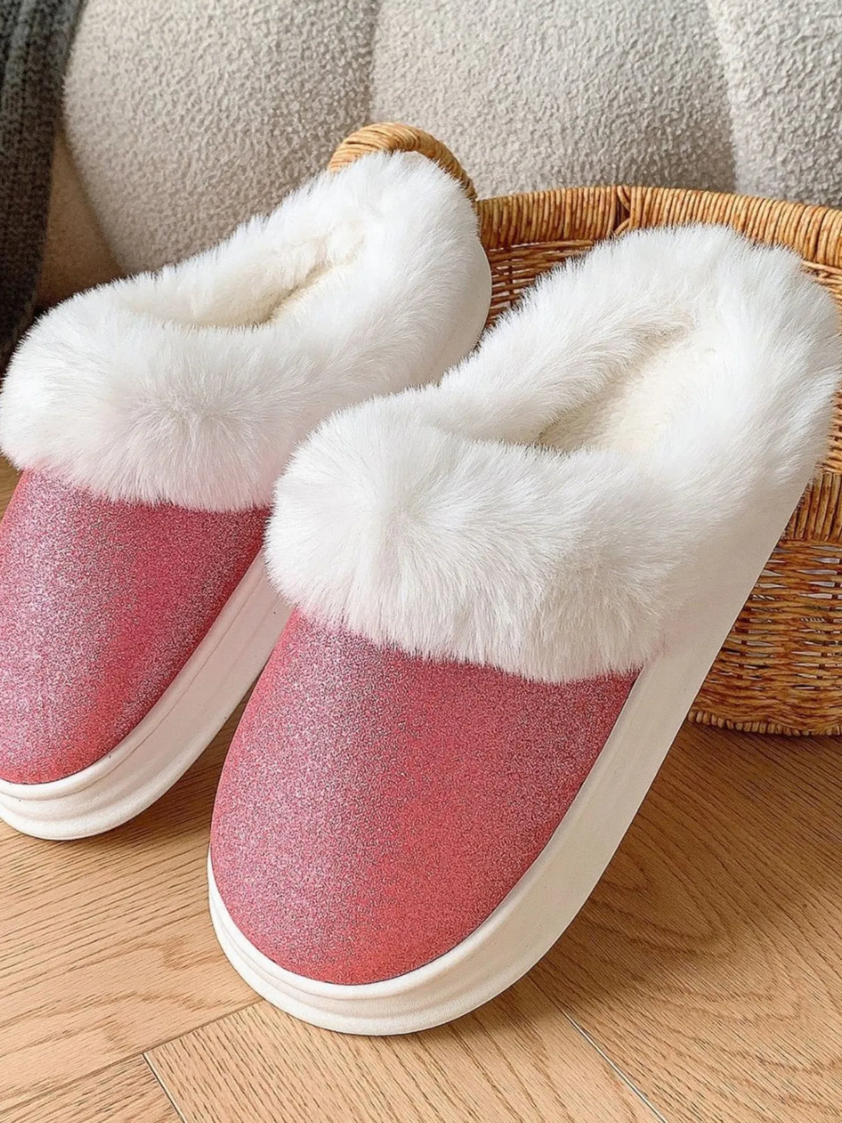Faux Fur Lined Winter Slippers - Ladyez