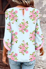 Floral Print 3/4 Sleeve Blouse
