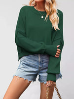 Crew Neck Dropped Shoulder Sweater