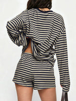 Striped Long Sleeve Top and Shorts Set