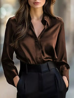 Button Down Collared Neck Long Sleeve Shirt