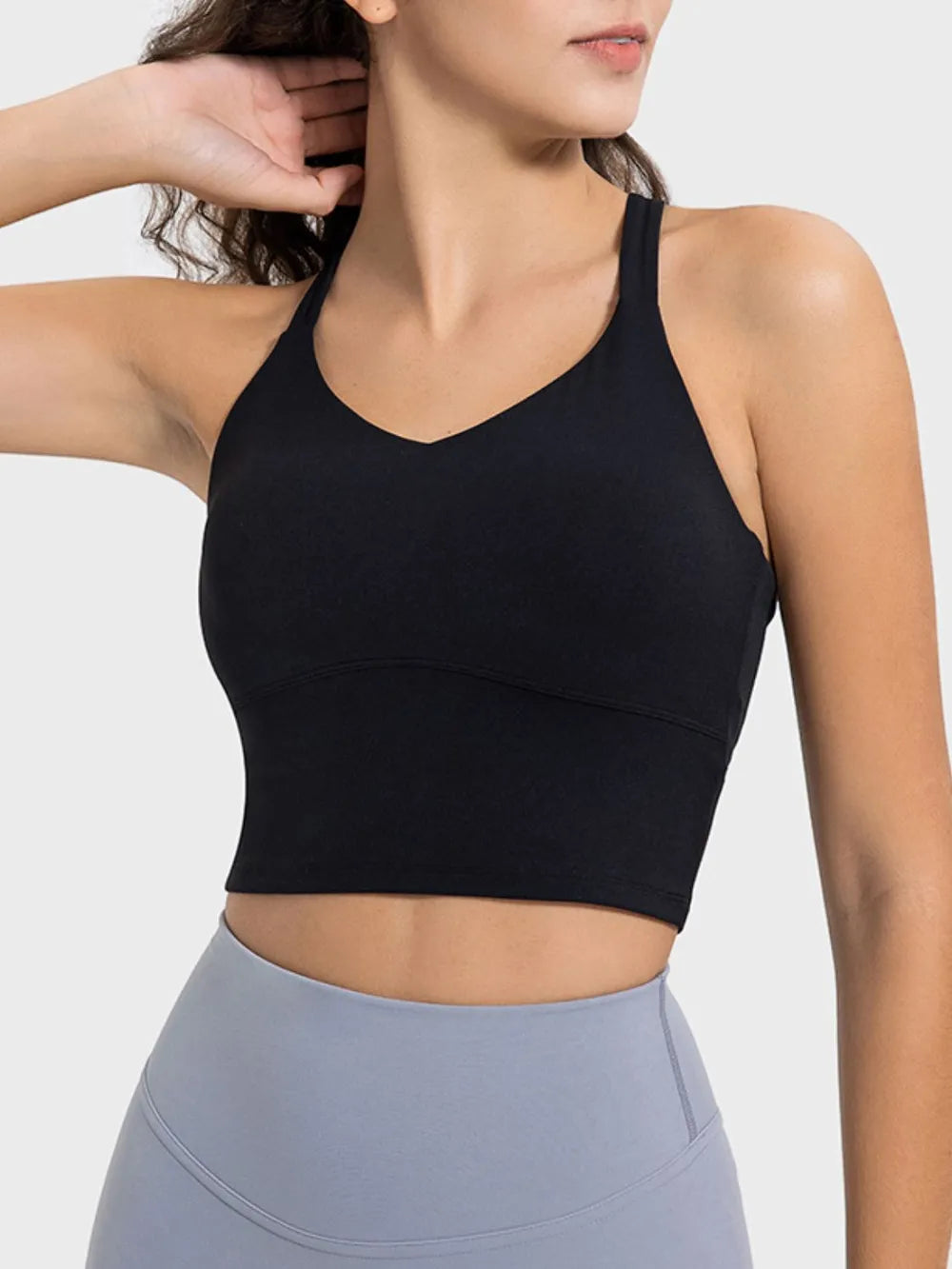 Millennia Crisscross Round Neck Active Tank - Ladyez