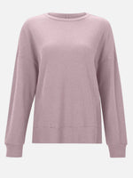 Side Slit Round Neck Long Sleeve T-Shirt