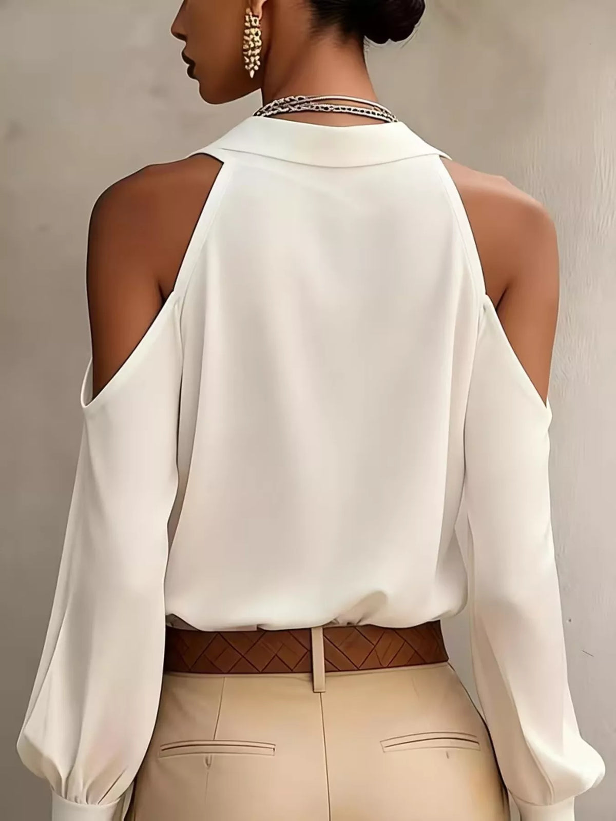 Cold-Shoulder Button-Down Shirt