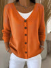 Full Size Button-Front V-Neck Cardigan Plus Size