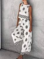 Sleeveless Top and Wide Leg Pants Set
