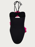 Flower Cutout Halter Neck One-Piece Swimwear - Ladyez