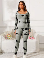 Scoop Neck Long Sleeve Active Jumpsuit - Ladyez