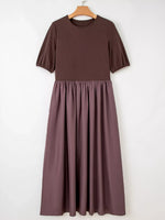 Short Sleeve Knit Top Patchwork Pleated Dress
