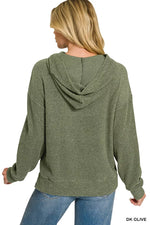 Zenana Brushed Ribbed Hacci Hoodie