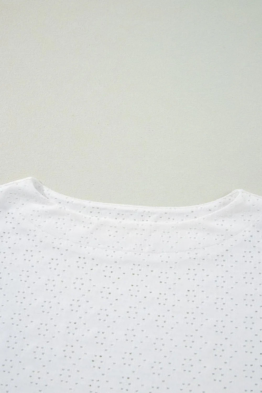 Eyelet Pattern Boat Neck Casual Tee