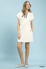 Umgee Knit Zip Front Drawstring Dress