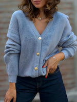 Full Size V-Neck Button-Up Knit Cardigan Plus Size