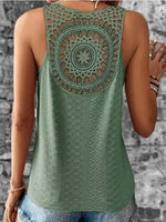 Eyelet Lace Trim V-Neck Tank Top