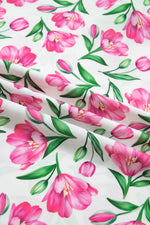 Floral Print Striped Ruffle Trim V Neck Blouse
