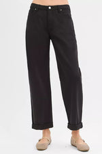 RISEN Tummy Control Mid Rise Ankle Barrel Relaxed Baggy