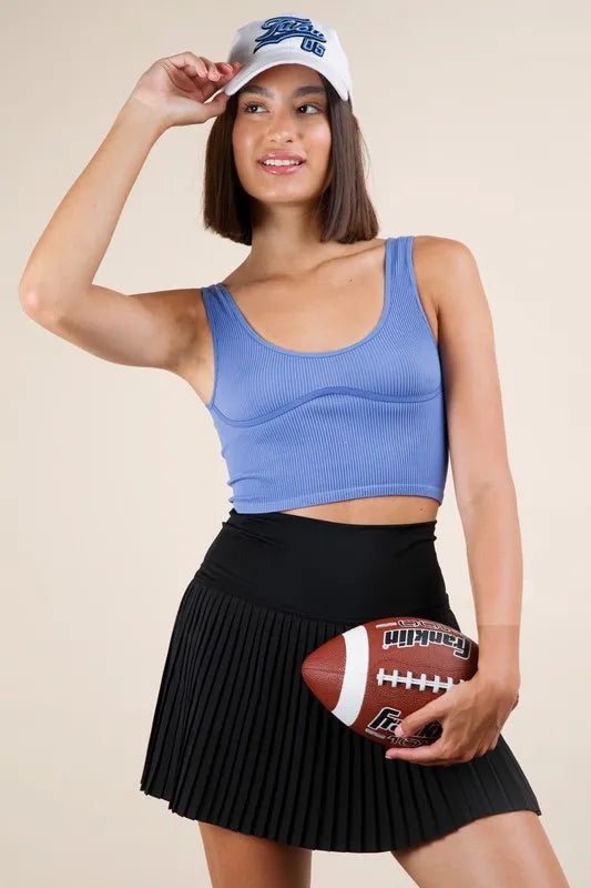 VERY J Pleated Activewear Skirt with Shorts Inside - Ladyez
